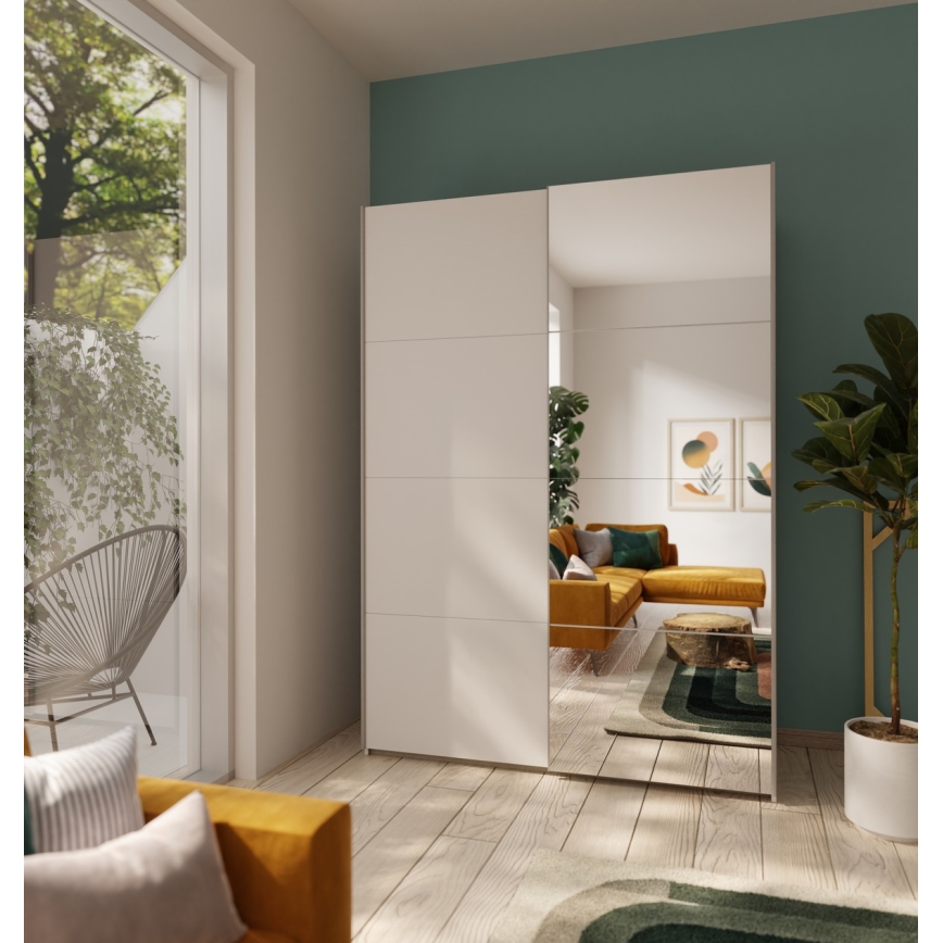 Guarda-roupa com espelho KARO 150x210 cm branco