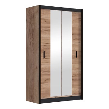 Guarda-roupa com espelho MIRO 120x215 cm carvalho craft/preto