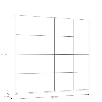 Guarda-roupa com espelho ODEN 220x210 cm bege