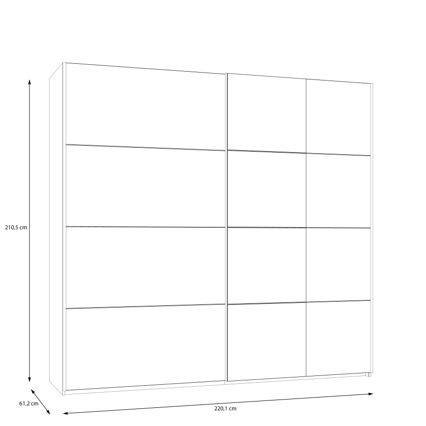 Guarda-roupa com espelho ODEN 220x210 cm bege