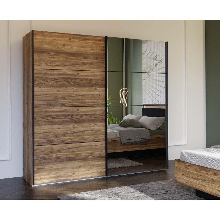 Guarda-roupa com espelho OREN 220x210 cm carvalho artisan