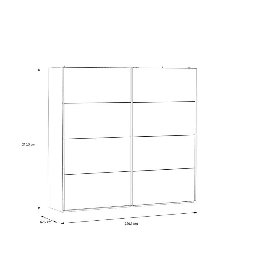 Guarda-roupa com espelho OREN 220x210 cm carvalho artisan
