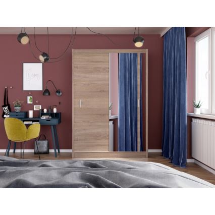 Guarda-roupa com espelho SABRINA 150x215 cm carvalho sonoma