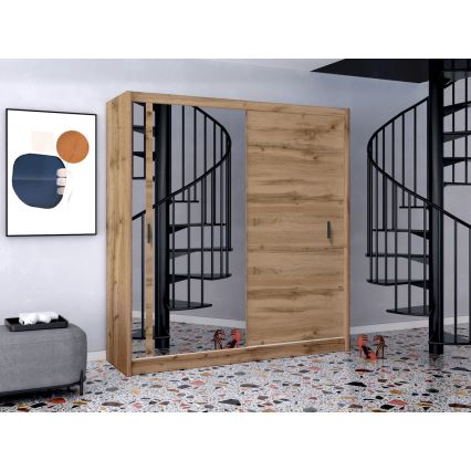 Guarda-roupa com espelho SABRINA 203x215 cm carvalho woltan