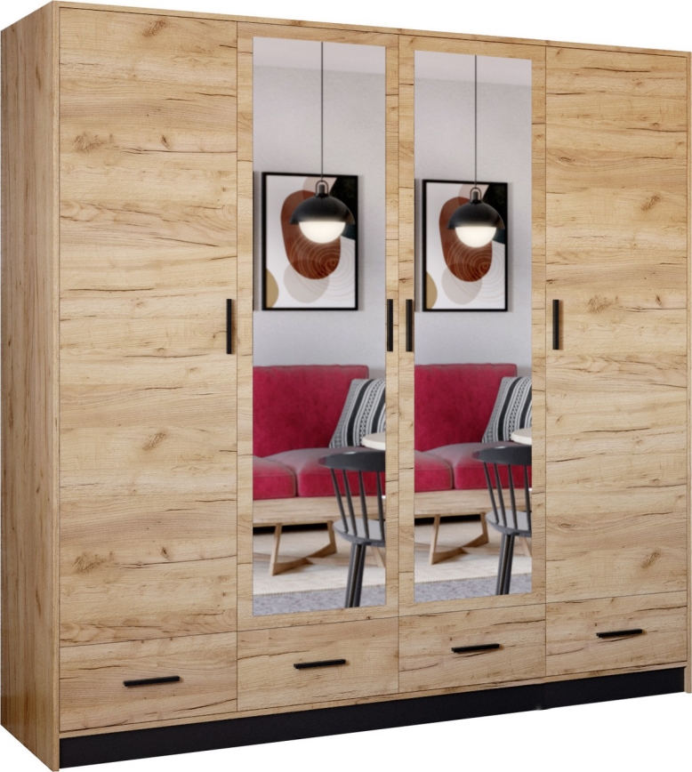 Guarda-roupa com espelho SANNA 200x215 cm carvalho craft