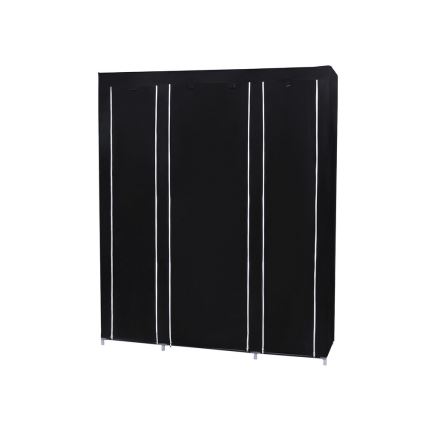 Guarda-roupa de tecido com prateleiras e barra para cabides MATIS 150x175x45 cm preto