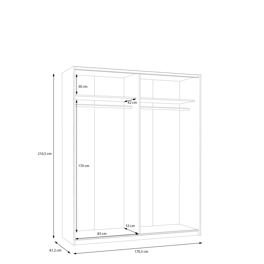 Guarda-roupa KARO 170 x 210 cm, cinzento/verde