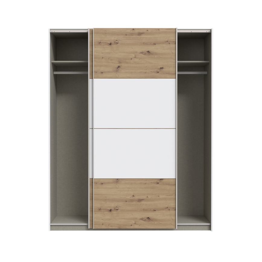 Guarda-roupa KARO 170x210 cm branco/carvalho artisan