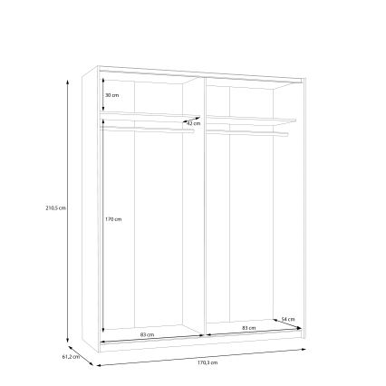 Guarda-roupa KARO 170x210 cm branco