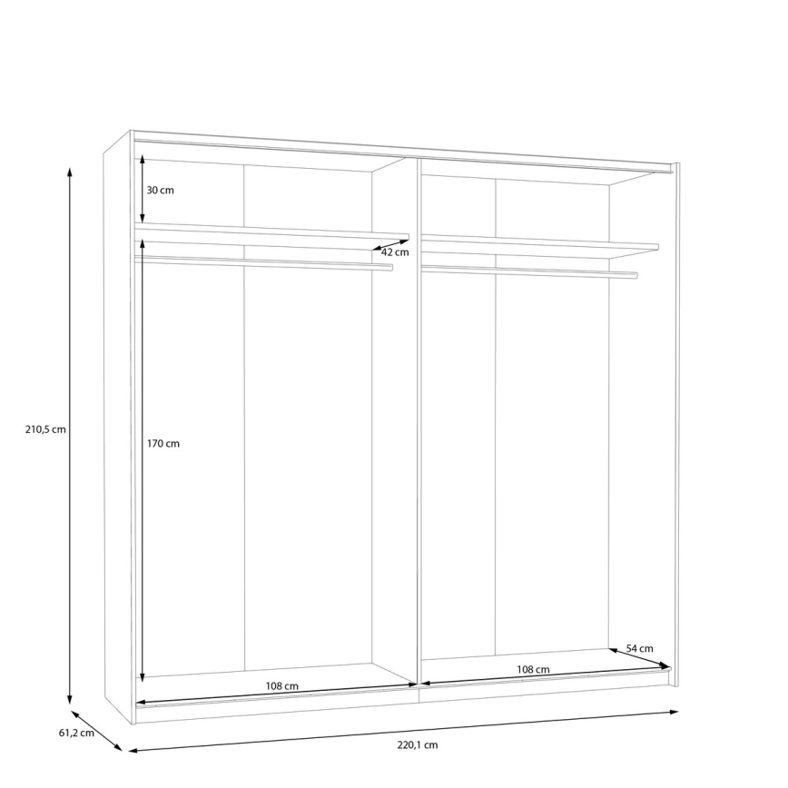 Guarda-roupa KARO 220x210x61 cm branco