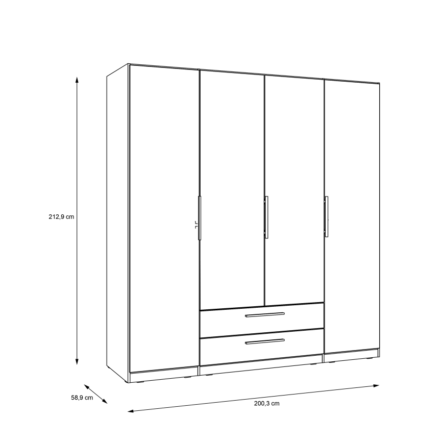 Guarda-roupa MARO com espelho, 200x213 cm, carvalho Artisan