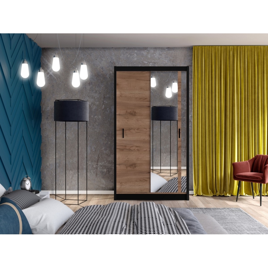 Guarda-roupa com espelho SABRINA 120x215 cm carvalho craft