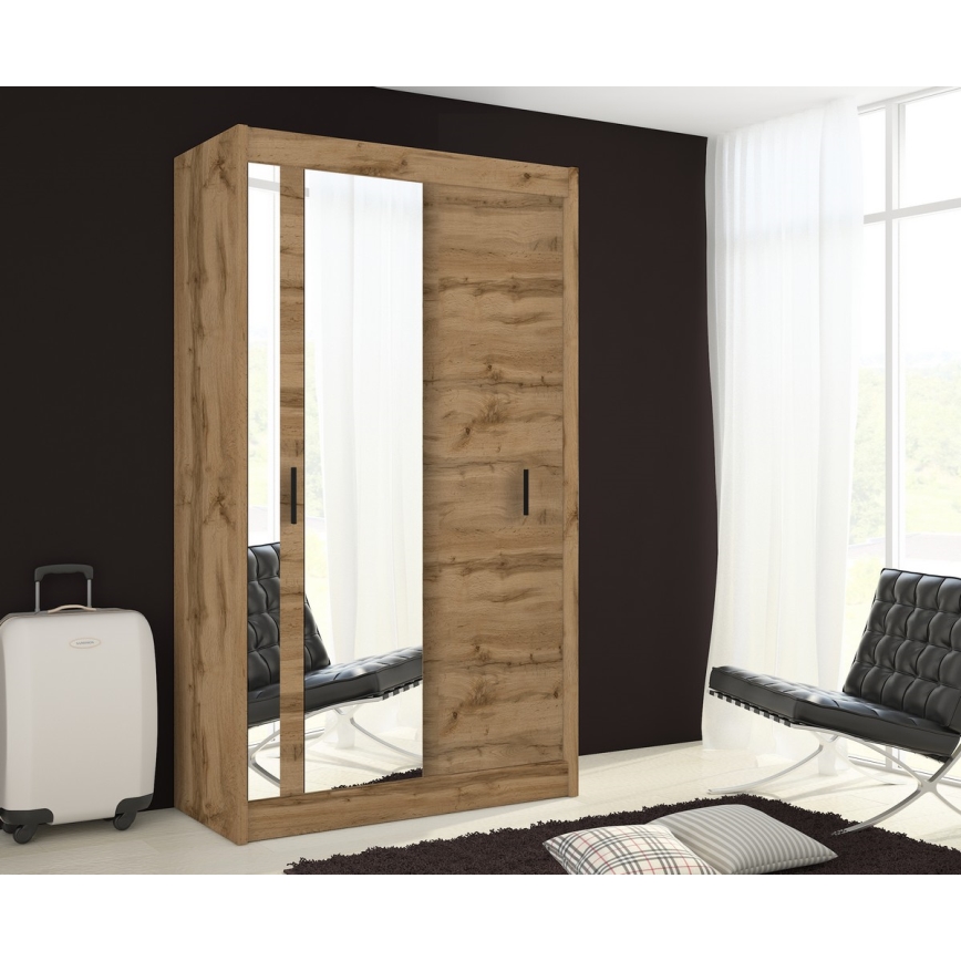 Guarda-roupa com espelho SABRINA 120x215 cm carvalho woltan