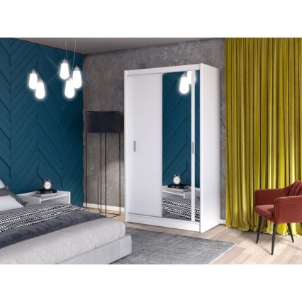 Guarda-roupa com espelho SABRINA 150x215 cm branco