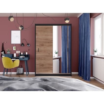 Guarda-roupa com espelho SABRINA 150x215 cm carvalho craft