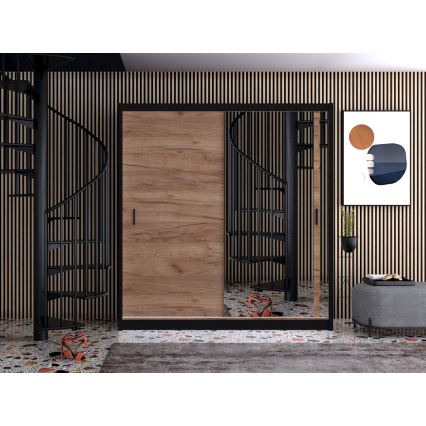 Guarda-roupa com espelho SABRINA 180x215 cm carvalho craft