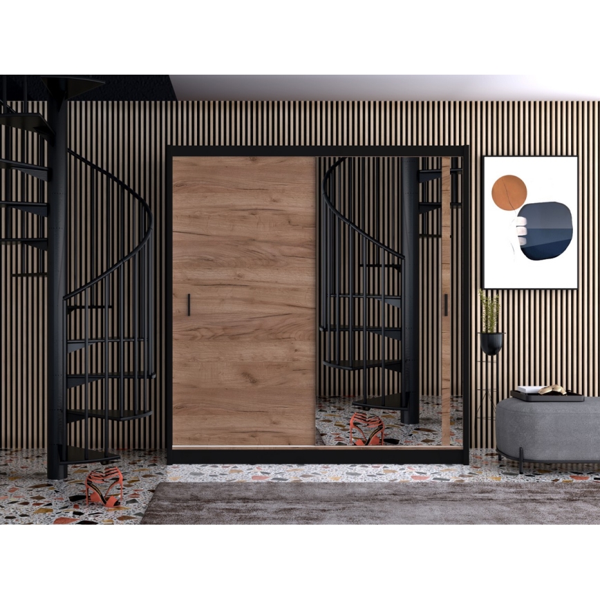 Guarda-roupa com espelho SABRINA 180x215 cm carvalho craft