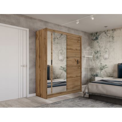 Guarda-roupa com espelho SABRINA 180x215 cm carvalho woltan