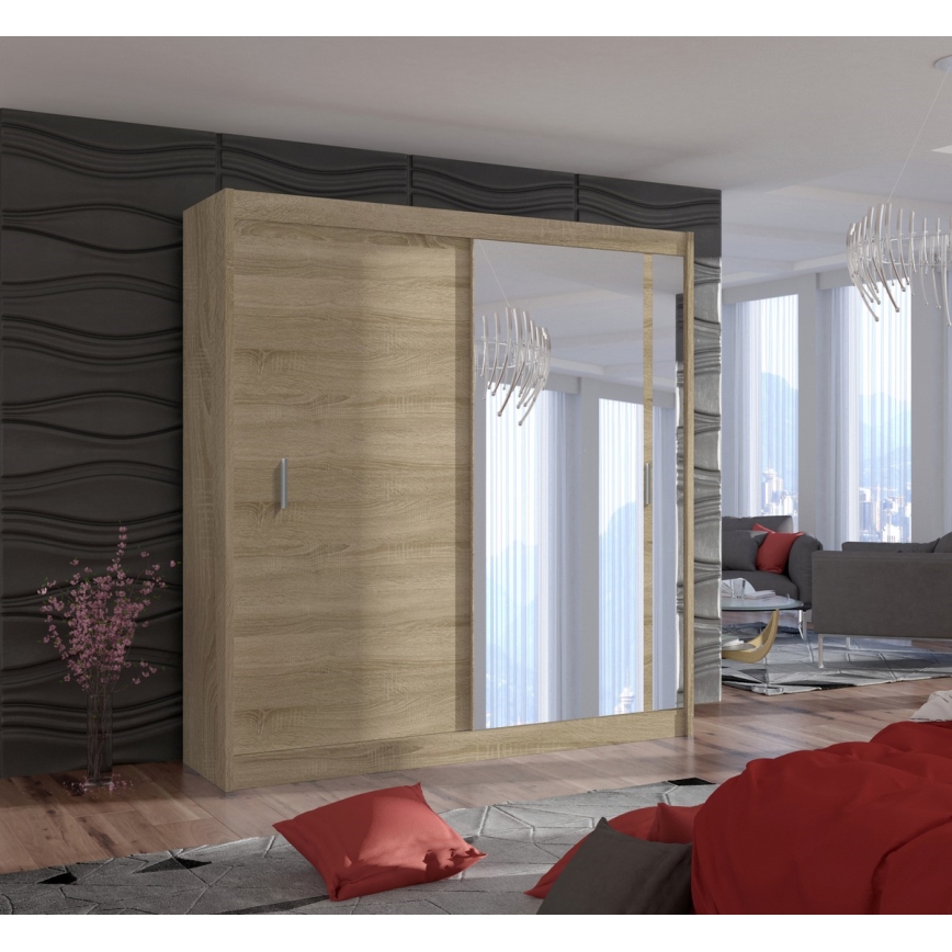 Guarda-roupa com espelho SABRINA 203x215 cm carvalho sonoma