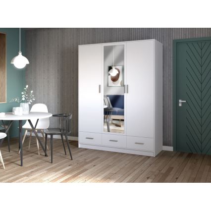 Guarda-roupa com espelho SANNA 150x215 cm branco