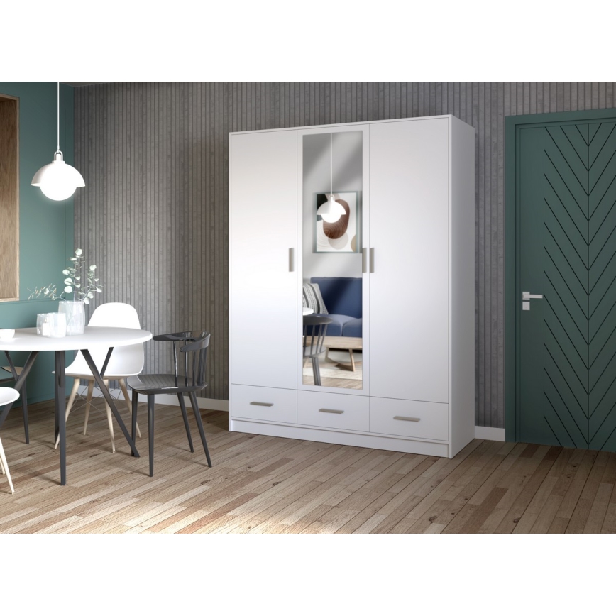 Guarda-roupa com espelho SANNA 150x215 cm branco
