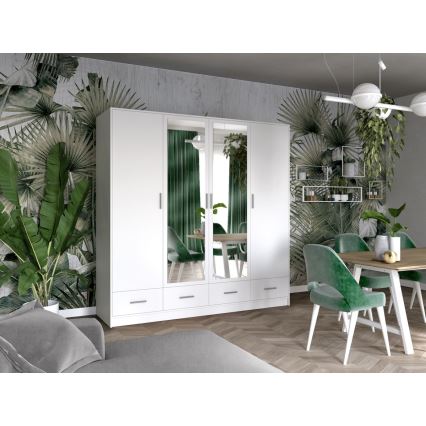 Guarda-roupa com espelho SANNA 200x215 cm branco