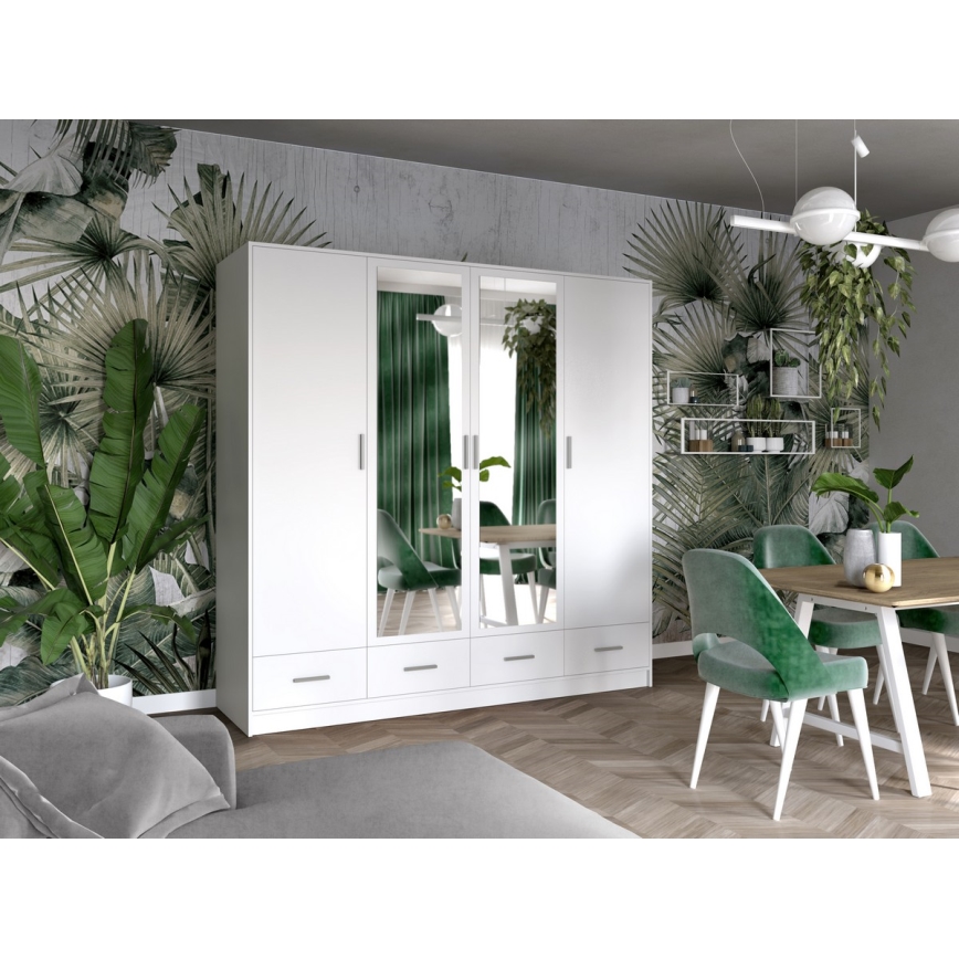 Guarda-roupa com espelho SANNA 200x215 cm branco