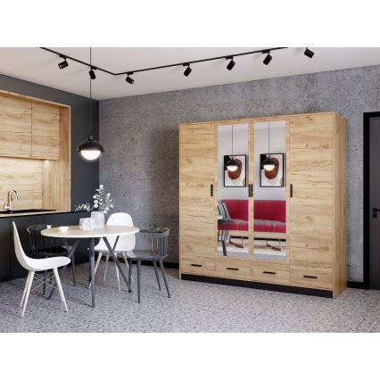 Guarda-roupa com espelho SANNA 200x215 cm carvalho craft