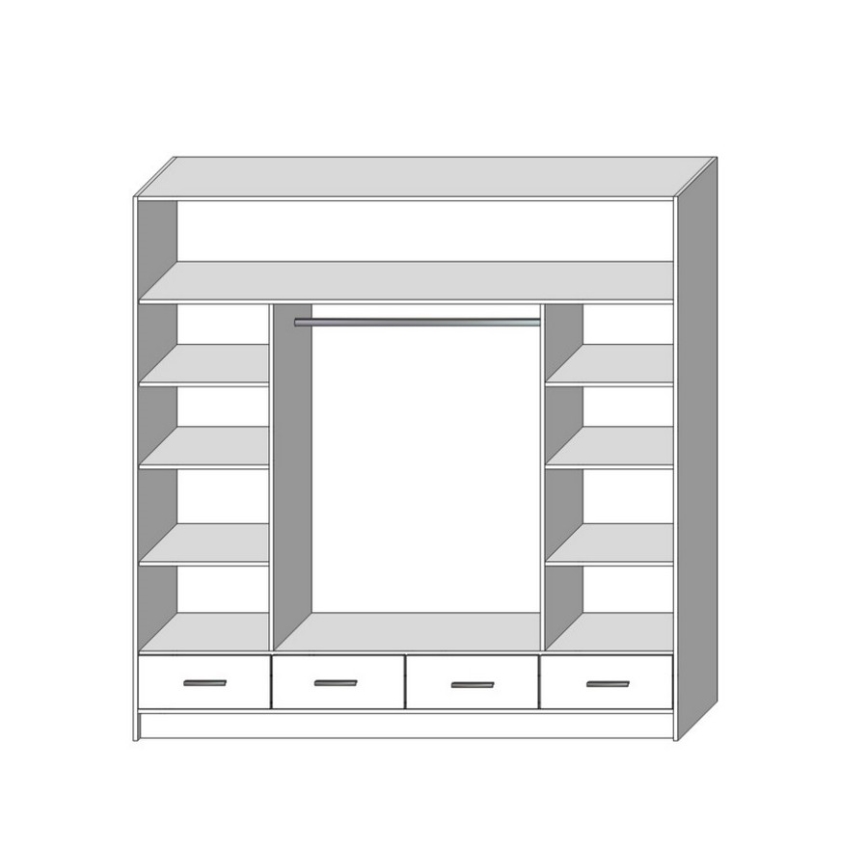 Guarda-roupa com espelho SANNA 200x215 cm carvalho sonoma