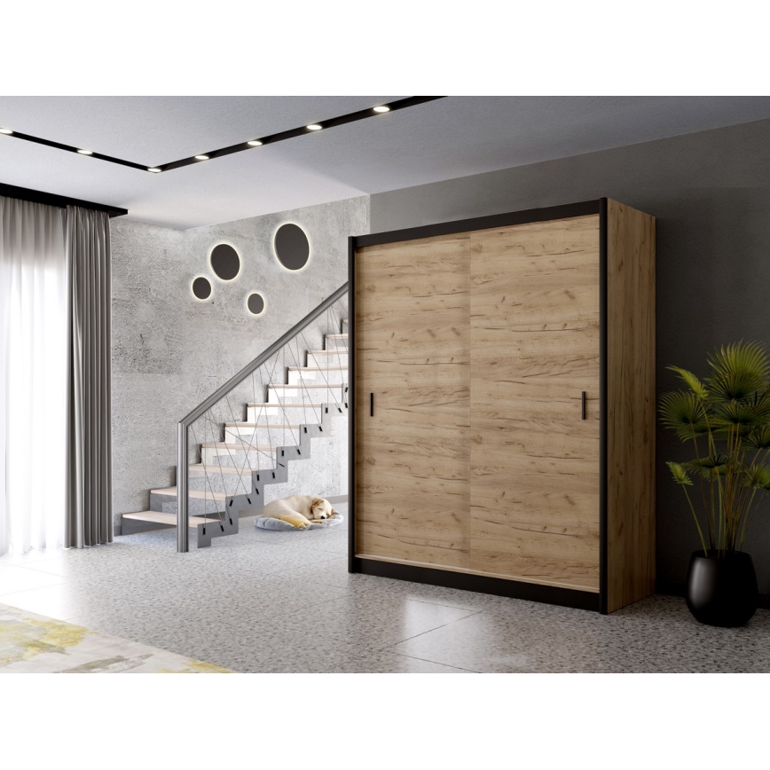 Roupeiro com portas deslizantes SAPHIRA 203x215 cm carvalho craft