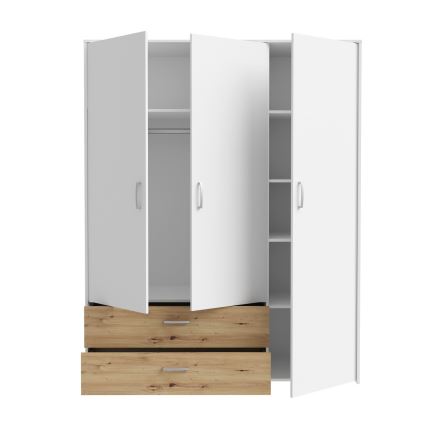 Guarda-roupa URO 152x190 cm carvalho artisan/branco