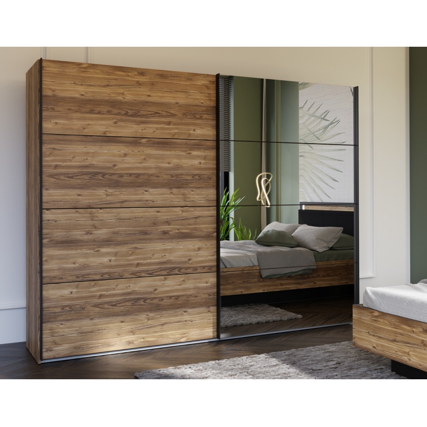 Guarda‑roupa com espelho OREN 270x210 cm carvalho artisan