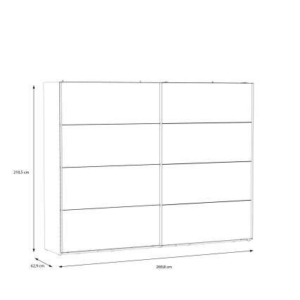Guarda‑roupa com espelho OREN 270x210 cm carvalho artisan