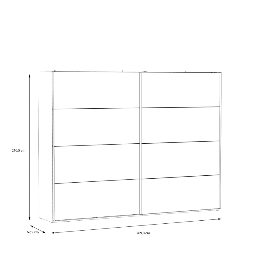 Guarda‑roupa com espelho OREN 270x210 cm carvalho artisan