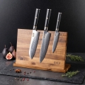 Gudaro - Conjunto com 3 facas de cozinha em aço damasco AKIRO + suporte magnético