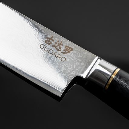 Gudaro - Conjunto com 3 facas de cozinha em aço damasco AKIRO + suporte magnético