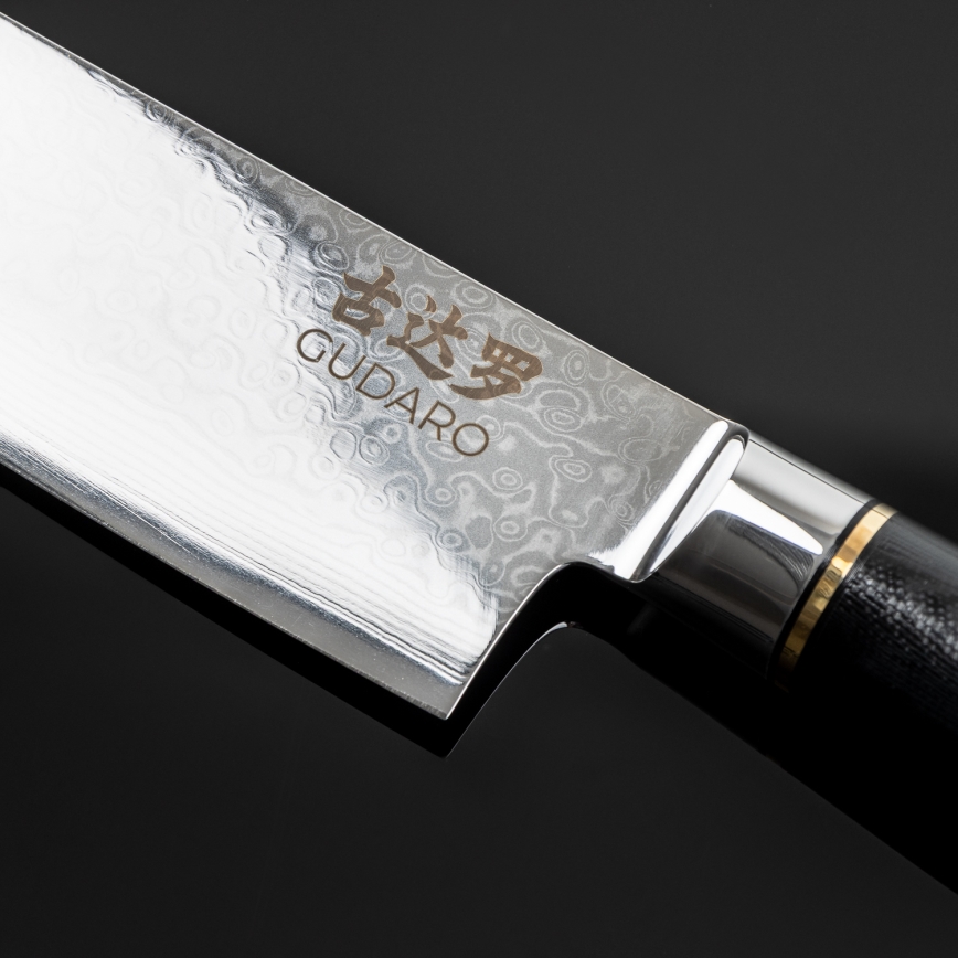 Gudaro - Conjunto com 3 facas de cozinha em aço damasco AKIRO + suporte magnético