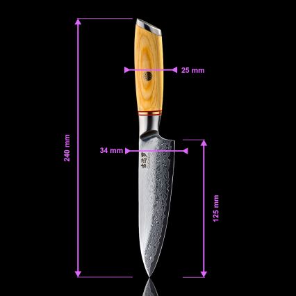 Gudaro - Conjunto de 5 facas de cozinha em aço Damasco HIKARI + suporte magnético