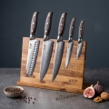 Gudaro - Conjunto de 5 facas de cozinha em aço Damasco SHIRO + suporte magnético