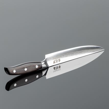 Gudaro - Conjunto de 5 Facas de Cozinha em Aço Damasco SHIRO + Suporte para Facas e Tesoura para Aves