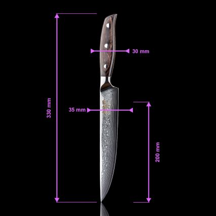 Gudaro - Conjunto de 5 Facas de Cozinha em Aço Damasco SHIRO + Suporte para Facas e Tesoura para Aves