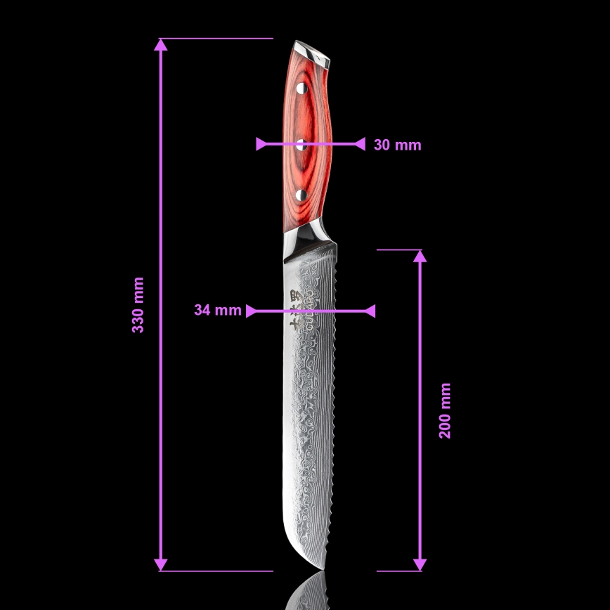 Gudaro - Conjunto de 7 facas de cozinha KENSHO com suporte em madeira de acácia