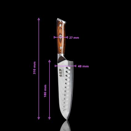 Gudaro - CONJUNTO 1x Faca de chef em damasco FENG 8, 67 camadas de aço, comprimento 20 cm + 1x faca santoku em damasco FENG 7,5, 67 camadas de aço, comprimento 18 cm + 1x GRÁTIS faca para frutas em damasco FENG 3,5, 67 camadas de aço, comprimento 