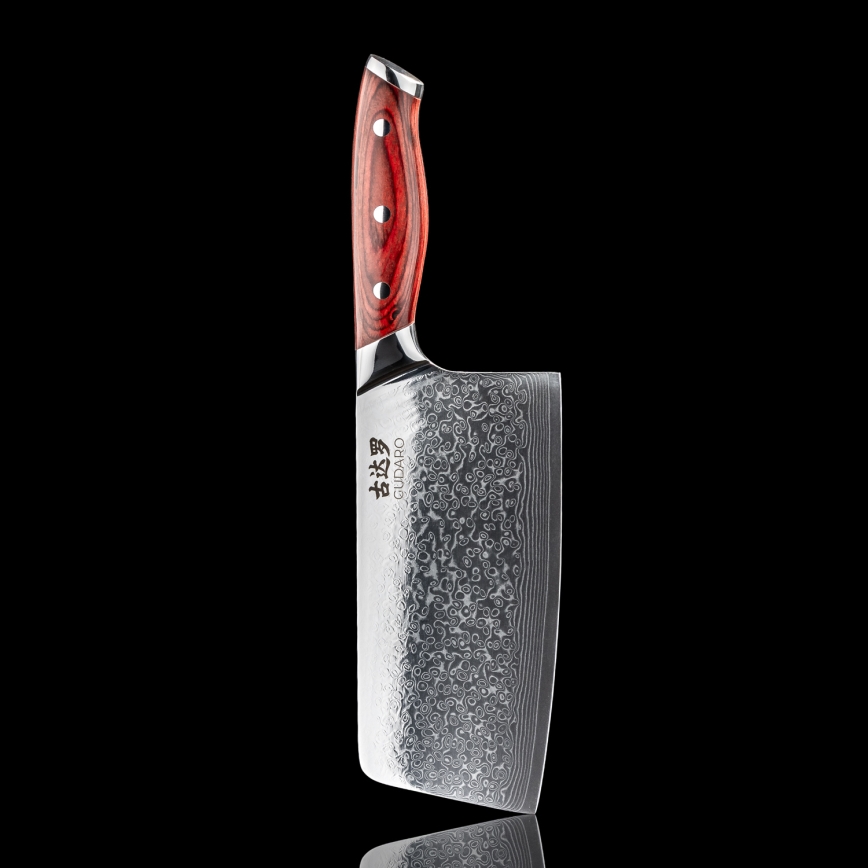 Gudaro - Cutelo de cozinha KENSHO em aço damasco 6,5, 67 camadas de aço, comprimento 16,2 cm