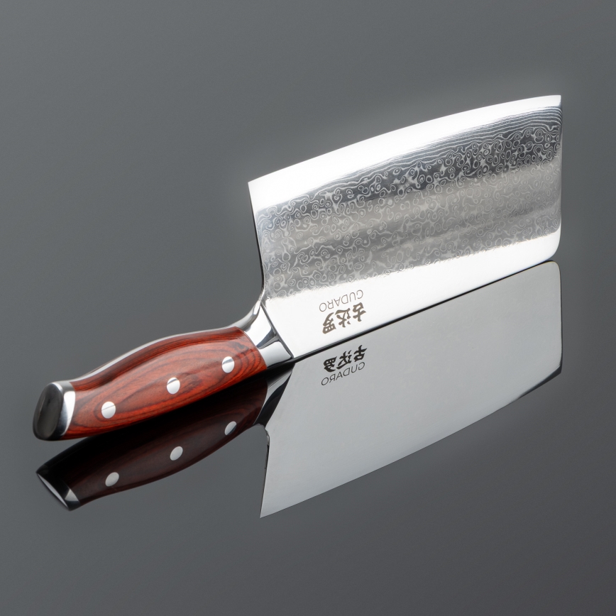 Gudaro - Cutelo de cozinha KENSHO em aço damasco 6,5, 67 camadas de aço, comprimento 16,2 cm