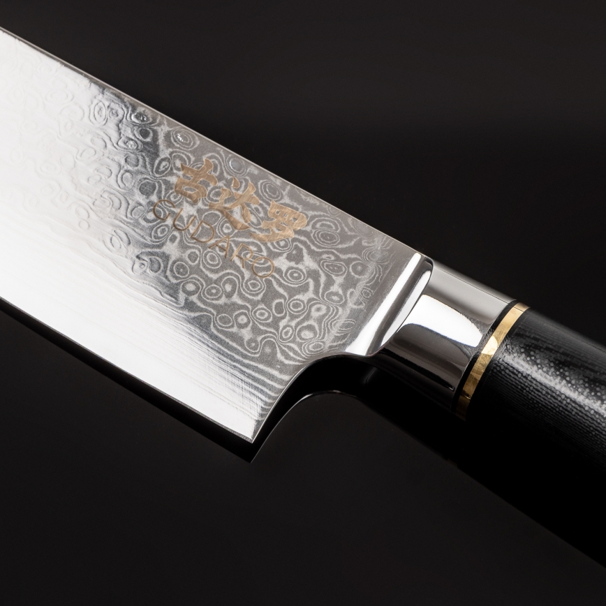 Gudaro - Faca de chef Damasco AKIRO 8, 67 camadas de aço, lâmina 20 cm, preta
