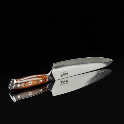 Gudaro - Faca de Chef em aço Damasco FENG 8, 67 camadas de aço, comprimento 20 cm