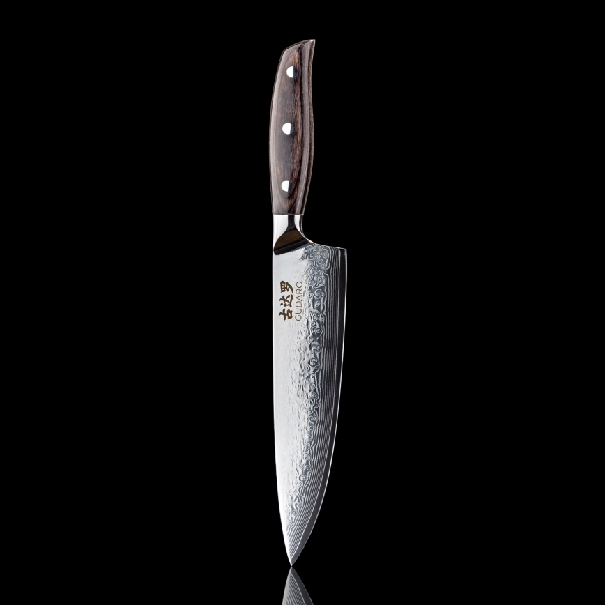 Gudaro - Faca de chef em aço Damasco SHIRO 8, 67 camadas de aço, comprimento 20 cm
