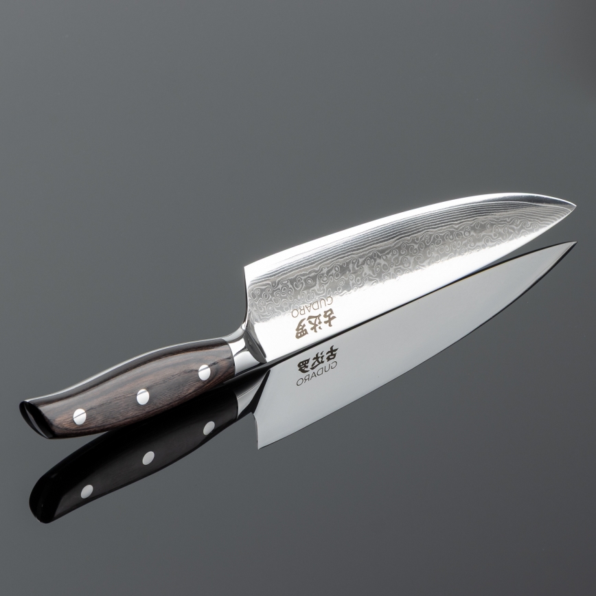 Gudaro - Faca de chef em aço Damasco SHIRO 8, 67 camadas de aço, comprimento 20 cm