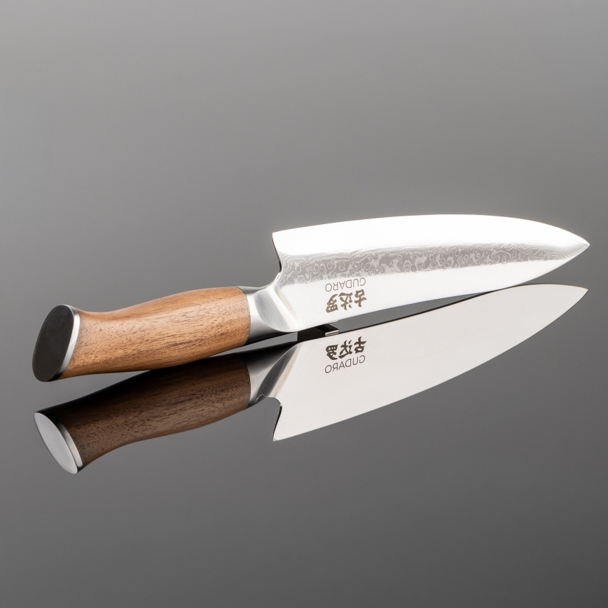Gudaro - Faca de chef em aço Damasco TAKUMI 8, 67 camadas de aço, comprimento 20 cm, cabo em nogueira